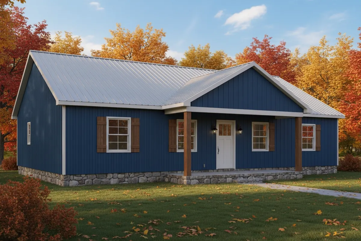 The Longview (Plan #5) — 3 bed/2 bath, 1536 sq ft wood-framed house kit, exterior view