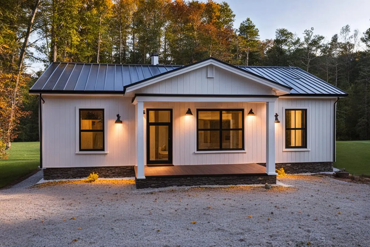 The Compact (Plan #16A) — 3 bed/1 bath, 936 sq ft wood-framed house kit, exterior view